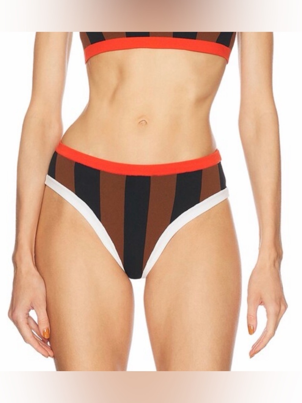 TROPIC OF C La Plage Bikini Bottom Black Brown Striped Red NWT